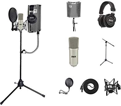 LyxPro Vocal Booth 40 Sound Absorbing Portable Gooseneck Microphone Shield, Durable Boom Arm, Spider Shockmount, Dual Layer Pop Filter, Vocal Condeser & Studio Headphones Kit