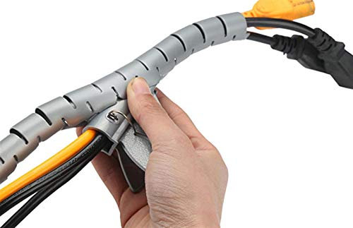 Insun Kabelschlauch Flammschutz Selbstschließend Kabelschläuche Zuschneidbar Kabel Organizer mit 1 Kabel Führungs Clip Grau ∅ 8 mm 100m