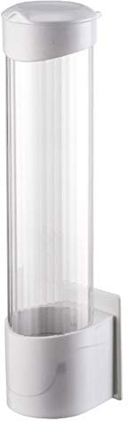 Dispenser Per Tazza Di Carta, Ventosa A Doppio Uso Distributore Bicchieri Di Plastica, Dispenser Porta Bicchieri Da Parete Tazze Plastica Carta, 9.8X37.5X8.5Cm Bianco.