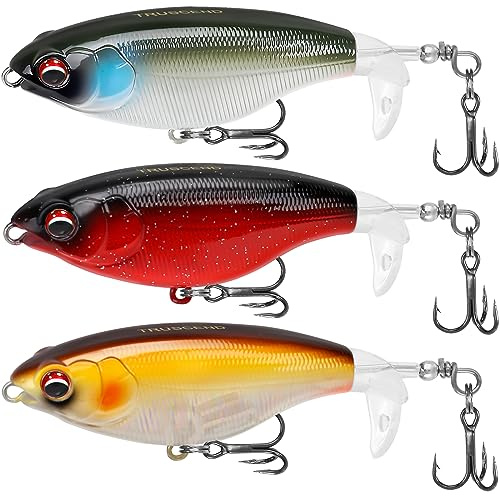 TRUSCEND Easy Catch Popobait mit BKK-Haken, Perfektes Gleichgewicht aus Schall, Spritzer & Schwimmen, Whopper Plopper Oberfläche Angelköder, Topwasser-Plopper-Köder für Barsch, Zander, Forelle, Hecht
