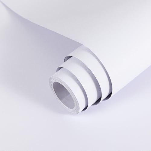 Hode Vinyl Wrap Matt Sticky Back Plastic Roll Kitchen Wrap for Cupboards | 40X300cm White Furniture Vinyl Wrap Self Adhesive Wallpaper for Kitchen Cupboard Covering Contact Paper Waterproof