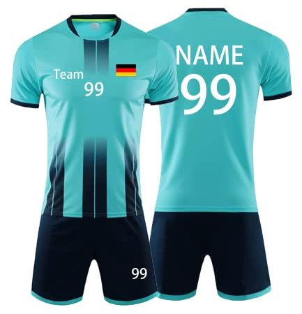 Personifizieren Fussball Trikot Kinder Erwachsene Hemd & Kurze Set mit Nummer Name Team Logo Fußball Trikot