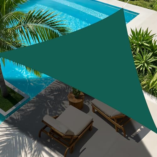 NAKIHOUSE Sonnensegel Dreieckig 5x5x5m Wasserdicht Sonnenschutz Sun Segel 98% UV-Schutz Segel für Balkon Garten Terrasse Markise Camping Pool (Grün)