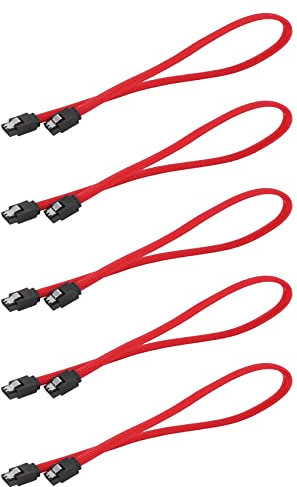 Weetack 5pcs 50CM SATA 3.0 III SATA3 7Pin câble de données 6Gb/S câbles SSD HDD Disque Dur Cordon de données(Rouge)