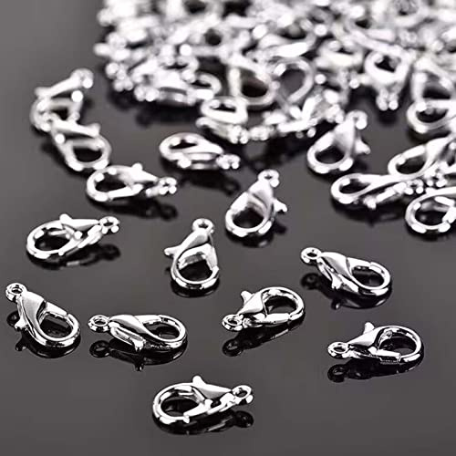 YIEUR 200 stycken smyckeslås hummerlås silver, 14 mm armband stängning smycken karbinhake lås för gör-det-själv hantverk och smyckestillverkning (silver)