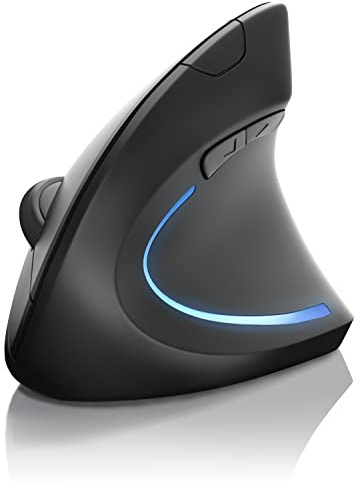 CSL - Mouse Verticale Wireless - Bluetooth 4.0 - per Windows Linux e Mac - 6 Tasti - 800 a 1600dpi - Sensore Ottico - Liscio al Tatto - Mouse per Tunnel Carpale - per destrimani
