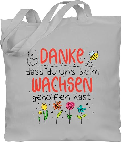 Shirtracer - Baumwolltasche - Erzieherin Taschen - Danke dass du uns beim Wachsen geholfen hast - Abschiedsgeschenk Kindergarten Erzieher Tagesmutter