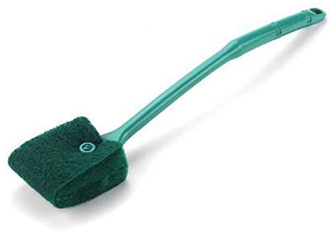BHUEHSS Aquarium Algaes Scraper Double Sided Sponge Brush Cleaner Long Handle Fish for Tank Scrubber for Glass Aquariums 15.8 In