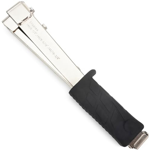 IDL Packaging HT-9-11 Heavy-Duty Hammer Tacker Stapler for 3/8 (10 mm) Crown Staples - Extra-Efficient Manual Hammer Stapler for Roofing Underlayment, Fencing, Flooring Installation, Construction