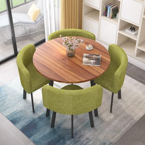BYJSJY Rundes Esszimmertisch-Set,Set Aus Esstisch Mit 4 Stühle,Couchtisch- Und Stuhl-Set,Küchentisch Und Stühle 4 Personen,Kleine Runde Tische,Büro-Konferenztische,Platzsparende Möbel 80cm Color : E