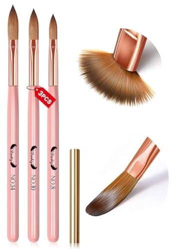 Professional Nail Brush Set - 3 Pcs Fine Art Brushes for Acrylic Nail Art & Design