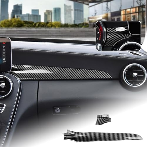 KUNGKIC Auto-Mittelkonsole Co-Pilot-Zierleiste Abdeckung Zierleiste Armaturenbrett Aufkleber Innenbereich Für Mercedes Benz C-Klasse W205 2015-2021 GLC X253 2016-2021 Zubehör ABS (Kohlefaser-Muster)