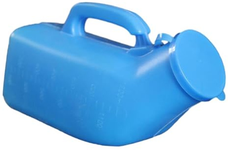 Colcolo Bottiglia per pipì maschile, bottiglia per pipì per orinatoio maschile, con manico del coperchio, vasino da uomo, contenitore per urina, per la guida, Blu