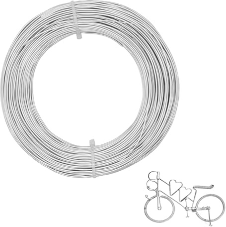 Bailinks 1mm Aluminiumdraht Basteldraht, 50 Meter Schmuckdraht biegsamer Modellierdraht Metallbildnerdraht für Schmuckherstellung, Modellieren, Bonsai, Blumenherstellung, DIY Skulpturen (Silber)