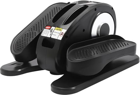 Untertisch Ellipsentrainer, Mini Elektrischer Ellipsentrainer mit LED-Bildschirm Fernbedienung 5 Geschwindigkeiten Einstellbare Mini Heimtrainer Tragbarer Beintrainer Stepper (Silber)