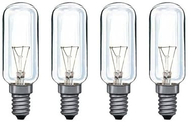 4x 40W Tubular Standard Bulb (SES E14) - Ideal for Cooker Hoods (80x25mm)