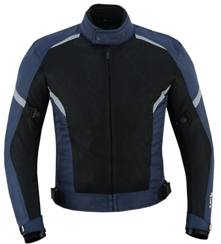 LOVO Veste de moto d'été perforée à deux couches avec doublure imperméable amovible pour homme et femme, bleu foncé, XXL
