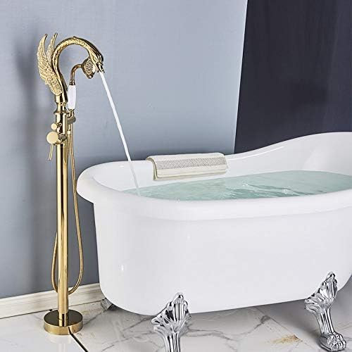 Le Robinet De Baignoire Doré De Luxe Swan 2 Comprend Un Robinet De Douche Sur Pied Chaud Et Froid, Chrome A,Or B