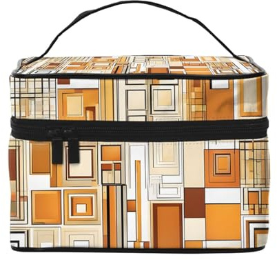 ESNAIUVCD Mid Century Kulturbeutel, moderner Druck, große Kosmetiktasche, Reise-Make-up-Tasche, Organizer für Damen, Schwarz , Einheitsgröße, Kosmetikkoffer