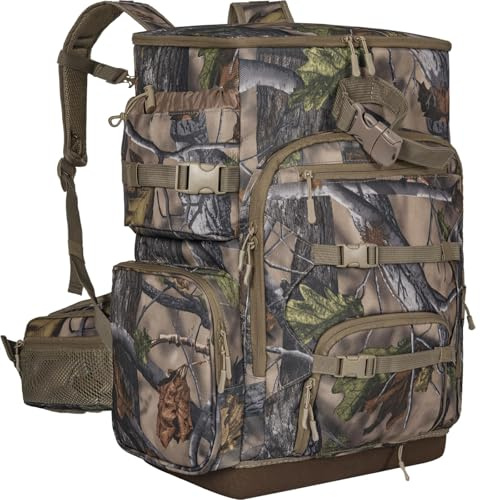 OUUTMEE Jagdrucksack mit wasserdichtem Regenschutz, 35 l - 50 l, Tarnmuster, Jagd-Tagesrucksack für Bogengewehr