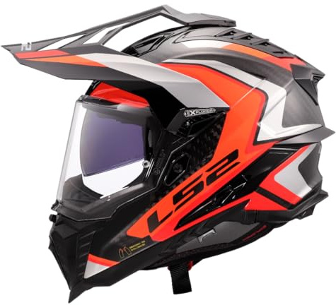 LS2, Motocross-Helm EXPLORER CARBON FRONTIER II Gloss Orange, M