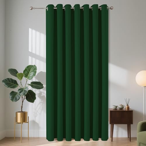 Joydeco Verdunkelungsvorhang 1 Stück,Vorhang Blickdicht mit Ösen Türvorhang H 210 x B 132 Thermovorhang Dunkelgrün Kälteschutz Hitzeschutz Blackout Curtain für Schlafzimmer Wohnzimmer