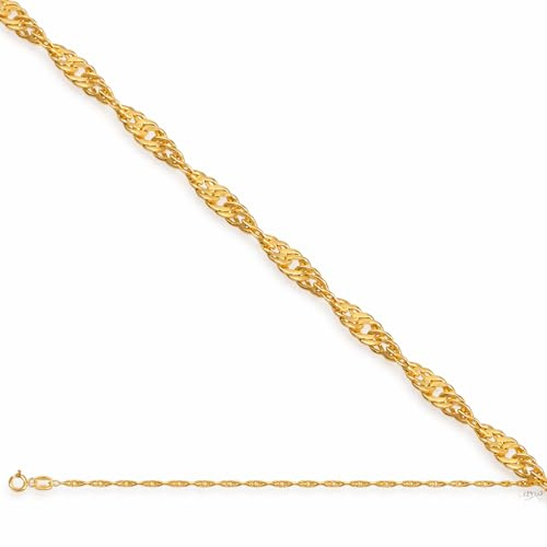Rodium – Goldkette 14 Karat (585) Goldkette Damen, Singapore chain, Cuban Chain, Goldene Halskette für Mädchen, Necklace