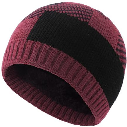 Generico Herren-Wintermütze, Herbst, Thermo-Mütze, atmungsaktive Mütze für Herren und Damen, elastische Beanie, Fleece-Mütze für Herren, leicht, Laufmütze zum Laufen, rot, One size