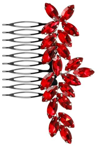 MUSISALY Roter Haarkamm mit Strass Eleganter Haarschmuck zur Hochzeit für Braut und Brautjungfern Leicht und Sicher zu Befestigen