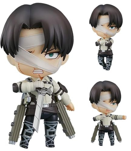 Puruuige Levi Actionfigur Battle Q Version Anime Figur Statue 10 cm austauschbares Zubehör Tonmodell Handgefertigte Desktop-Ornamente