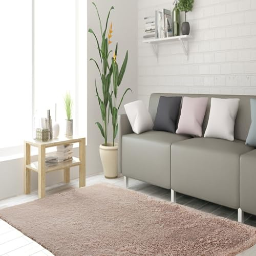 Langflor-Teppich 120 x 260 cm, rechteckiger Teppich für Wohnzimmer, Schlafzimmer, Badezimmer, weiche beige Bodenmatte für Sofa, Stuhlkissen, verschiedene