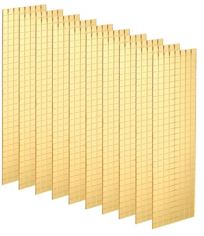 QUARKZMAN 10 Blatt 4800 Stück Selbstklebende Spiegelmosaikfliesen 5x5mm Kleine Quadratische Spiegelkacheln Aufkleber Disco Ball Aufkleber Mini Glasfliesen für DIY Handwerk, Gold
