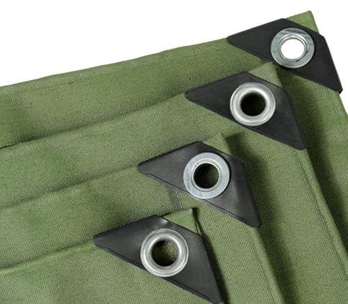 Green Canvas Tarpaulin with Eyelets, 1mx2m 2mx3m 3mx4m 4x6m 5x5m Large Heavy Duty Waterproof Tarps Sheet Multipurpose Covers(2x3m(6.5ftx9.8ft))