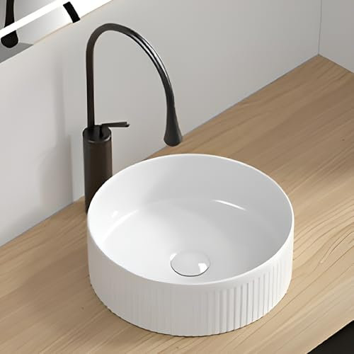 Lavandino Da Appoggio For Bagno, Lavabo In Ceramica, Piccoli Lavandini Da Appoggio, Lavabo For Appartamento, For Balcone, Lavatrice Sopra Il Guardaroba, Montaggio In Superficie(37x13cm)