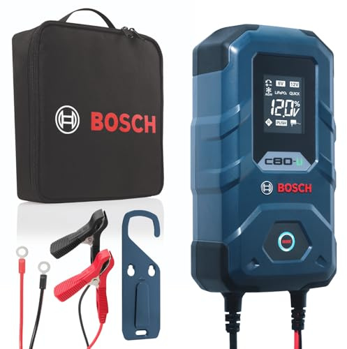 Bosch C80-Li: 15A 6V/12V Next-Gen Battery Charger – Unique 20A Fast-Mode & Smart Maintenance, Trickle Functionality & Advanced Safety Features – for Lead-Acid & Lithium Batteries, AGM, EFB, Gel & SLI
