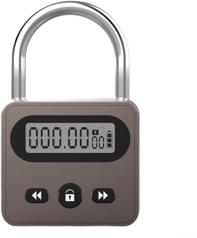 Metalltimerlås, multifunktionellt elektroniskt timerlås USB uppladdningsbart timer hänglås med en maximal timer på 999 timmar inbyggt smart chip och digital timerbrytare (brun)
