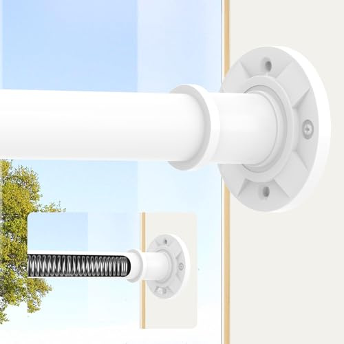 White Shower Curtain Pole 78-283 cm, Extendable Tension Rod 28mm | Heavy Duty No Drill Tension Curtain Rod, Shower Curtain Rail, Adjustable Metal Pole, Bathroom Door Window, Bracket Included