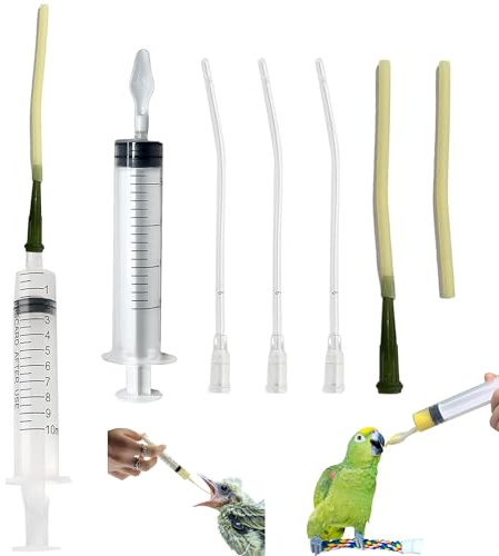 HAOBIN 6 stycken Födningsslang för ungfåglar Inkluderar en 10-ml-spruta Duvtillbehör Fågelmatningsspruta Handmatningsverktyg för babyfåglar och papegojor Mjölk Vatten Mediciner (B)
