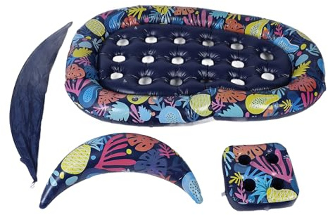 Lettino Galleggiante per Piscina 3 in 1, Galleggiante per Piscina Gonfiabile per Adulti con Tettuccio parasole Staccabile e Portabicchieri, Grandi Dimensioni 72,83 x 47,2 Pollici,