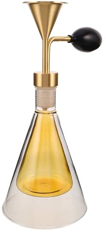 Toyvian Difusor de Aceites Esenciales de Vidrio Transparente de Doble Pared Bomba Corta de Latón 2.0mm, Frasco Difusor Compacto para Aroma en SPA, Oficina y Hogar, Frasco de Aroma