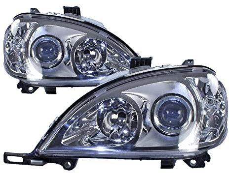 BESTPRICE 2x Hauptscheinwerfer vorne links + rechts elektrisch H7 Frontscheinwerfer mit Elektromotor, Kompatibel mit MERCEDES-BENZ M-Klasse (W163)