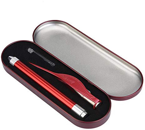 Nettoyant Oreille Bougies pour les oreilles avec Lumière à LED Ear Wax Cleaner Kit En acier Inoxydable Soins des Oreilles (Red)