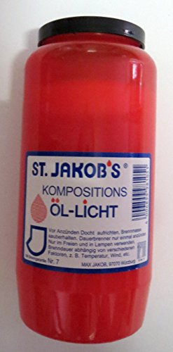 St. Jakobs - Grabkerzen Nr. 7 für Grablampen und Grablaternen - Friedhofslicht in Weiss und rot mit Langer Brenndauer