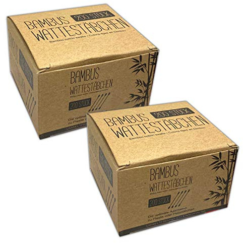 400 Stück Bambus Wattestäbchen Ohrenstäbchen Umweltfreundlich Reinigungsstäbchen Nachhaltig