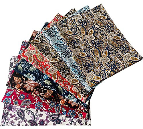 8 Stück 46 x 56 cm Stoffe zum Nähen Baumwolle,Patchwork Stoffe Paket，Stoff für mundschutzmasken， Stoff-Quadrate & Quiltingstoffe für Patchwork Handgemachten,Paisley