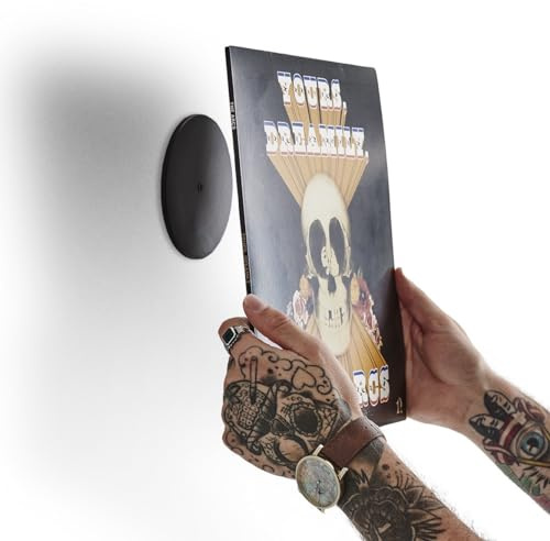 Twelve inch 4ECO Schallplatten Wandhalterung aus Bambus & Kork – Vinyl Display ohne Rahmen oder sichtbare Halterung – LP Wandhalter für Album Cover - 4 stück.
