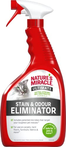 Nature’s Miracle Ultimativer Flecken- & Geruchsentferner Katze, 946 ml | Enzymreiniger | beseitigt hartnäckige Flecken z. B. Katzenurin, Kot und Erbrochenes | Geruchsneutralisierer mit Frischeduft