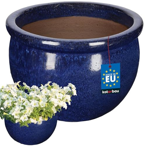 KOTARBAU® Keramik-Garten-Blumentopf Übertopf Rund Kobalt