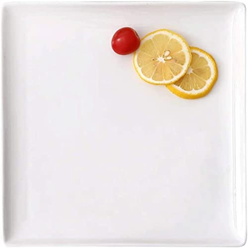 ABGRC Platos Llanos Plato de Cena de 10 Pulgadas, Plato Cuadrado Mate de cerámica nórdico Creativo para Ensalada de bistec, Pizza, Plato de Porcelana Multifuncional Apilable