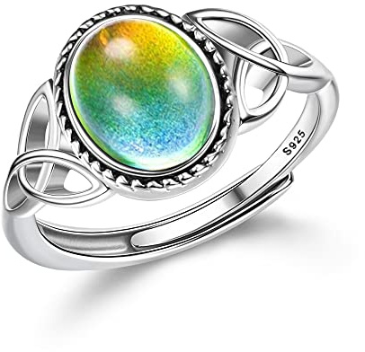 KALVICA 925 Sterling Silber Ringe für Damen Temperatur Emotion Ringe Farbwechsel Ringe Verstellbare Stimmungsringe Geschenkschmuck für Frauen und Mädchen